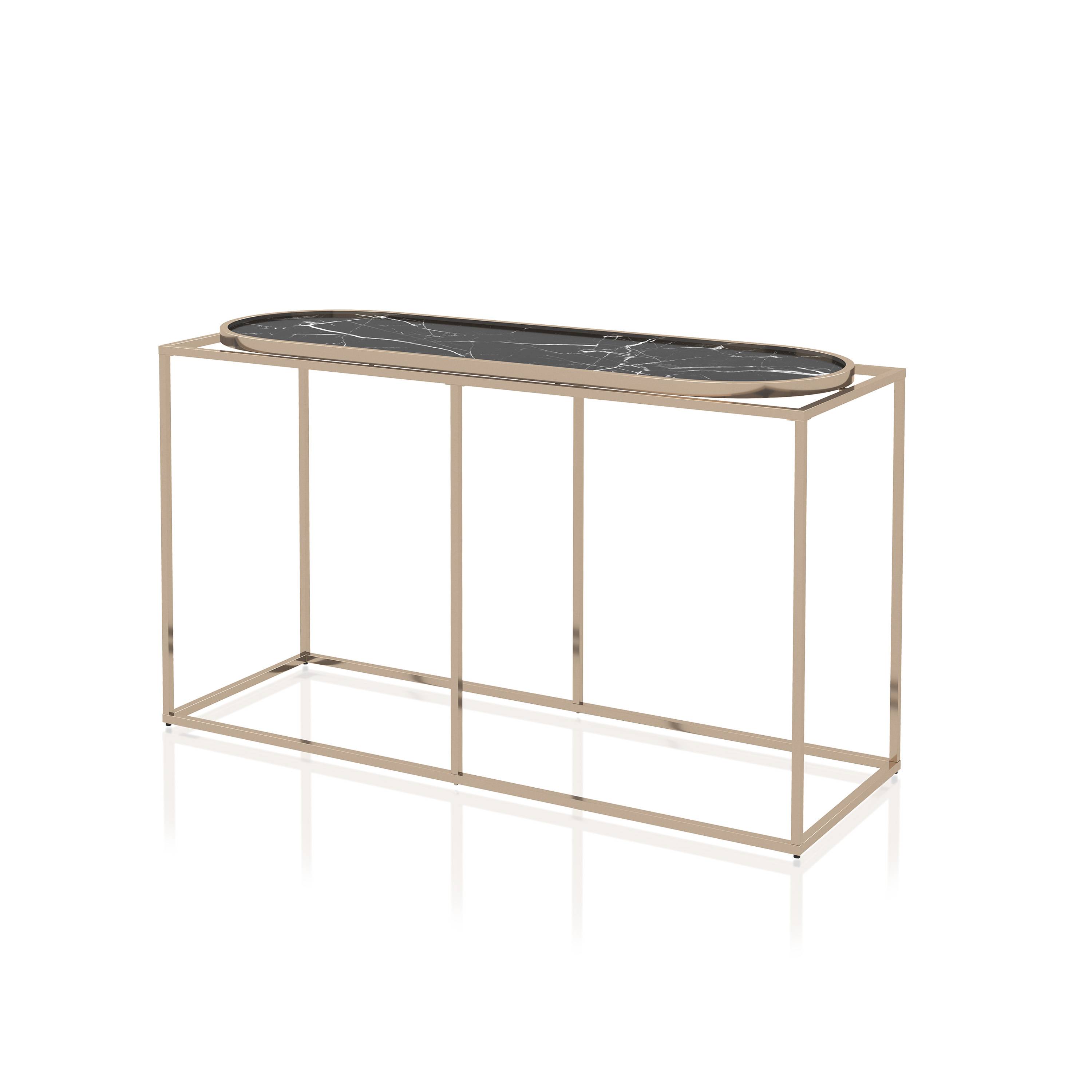 Pope Faux Marble Top Console Table in Black